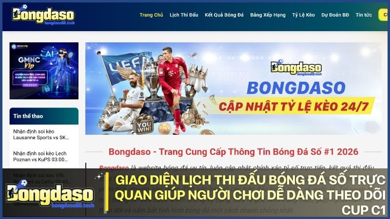 Truy cập lịch thi đấu Bóng Đá Số ngay để sắp xếp thời gian soi kèo C1 chuẩn xác